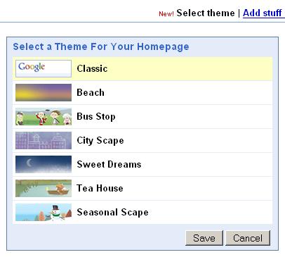 Google Theme Chooser