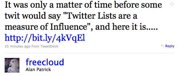 Twitter Influence (screenshot from Twitter)