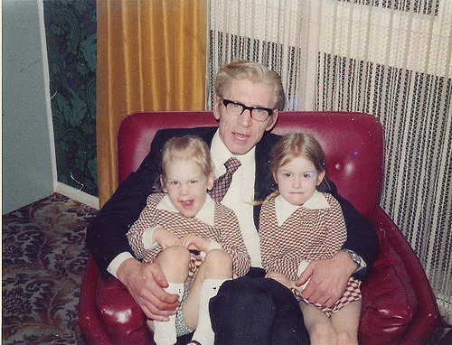 My sister and I, with Granddad, in the 19702. 