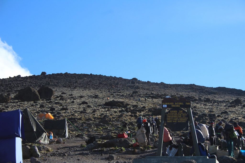 A look at the hill up from Karanga Camp as the groups start heading up