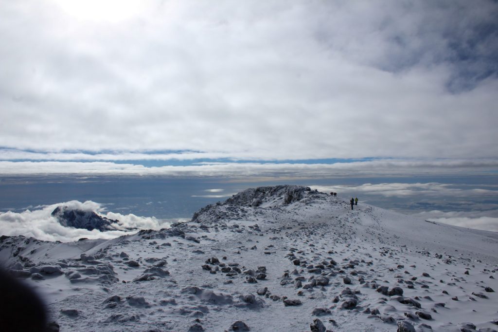 View of from summit, looking down the path with people still making their way up