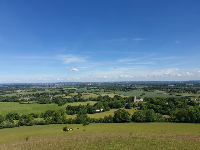 View from Beacon Hill, with green fields and blue skies