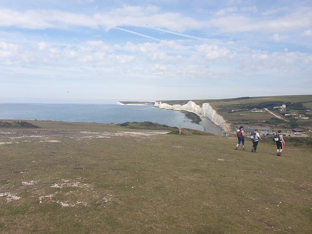 a view of the Seven Sisters chalk cliffs, looking west across the coast, 